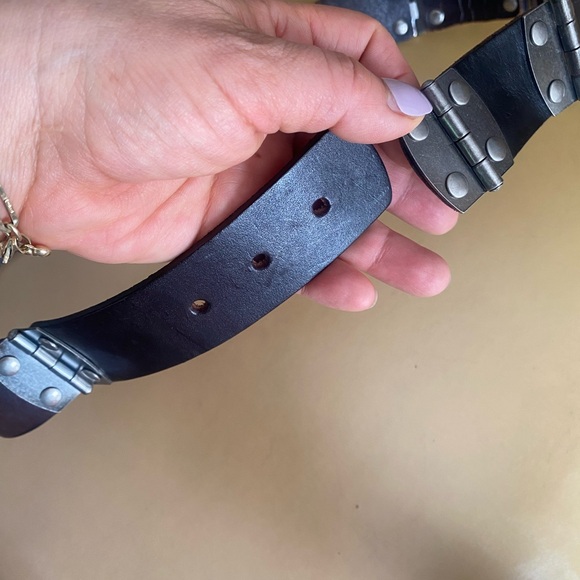 Nicole Miller Black and Silver Leather Belt with Studs - Picture 6 of 7